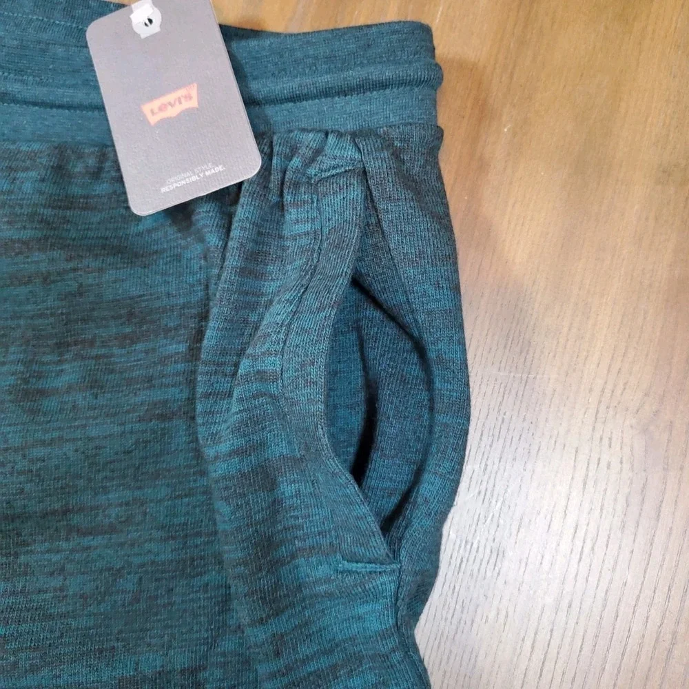 Levi's Men's‎ Heavyweight Size Large Green/Black Sweatpants Drawstring Pockets
